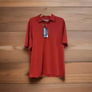 Roundtree & Yorke Men's Medium Red Performance Polo Shirt UPF 50 Golf NWT